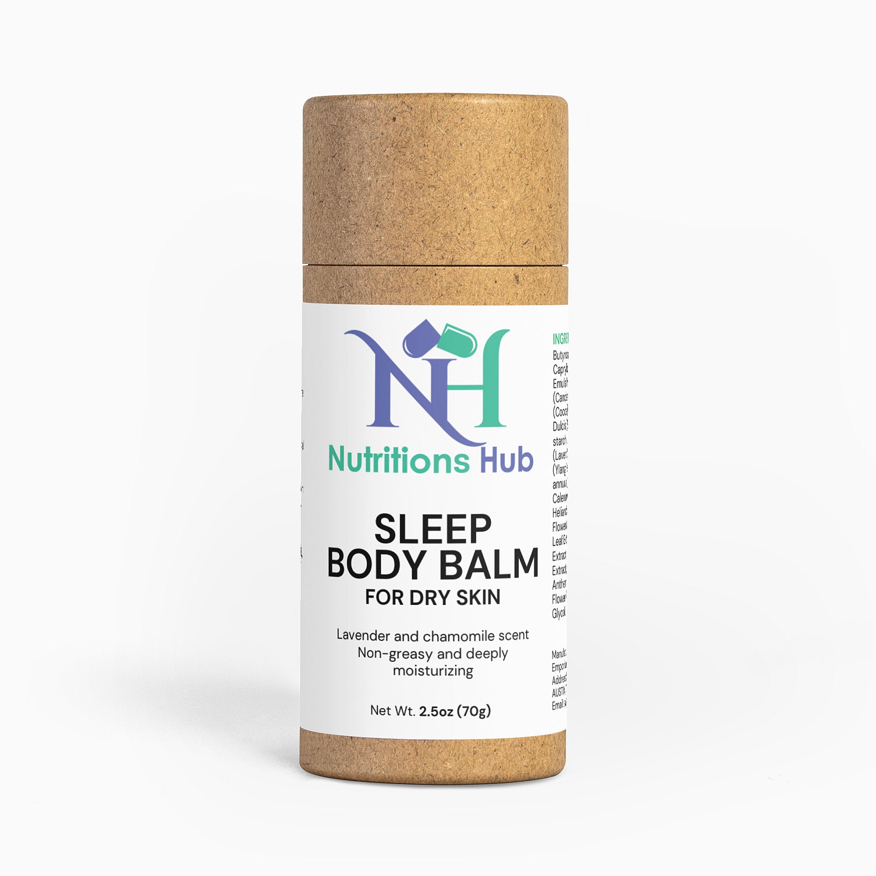 Sleep body balm with calming lavender and chamomile, organic ingredients