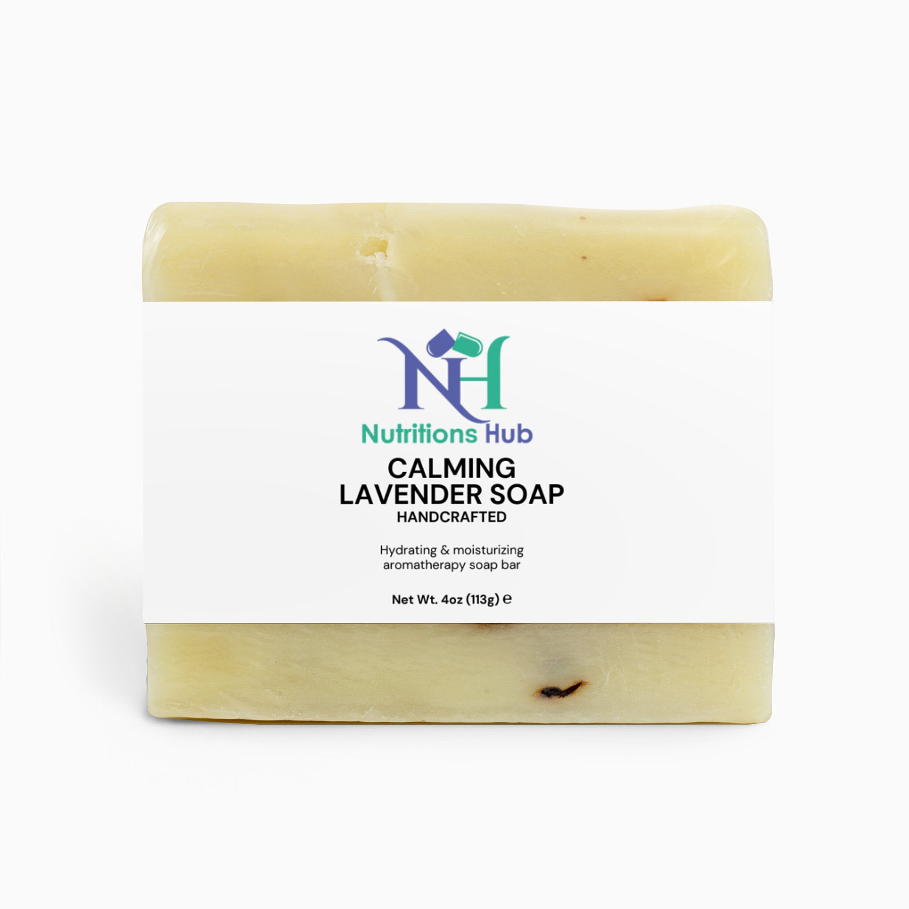 Woman enjoying a relaxing bath with our calming lavender soap for soft, hydrated skin