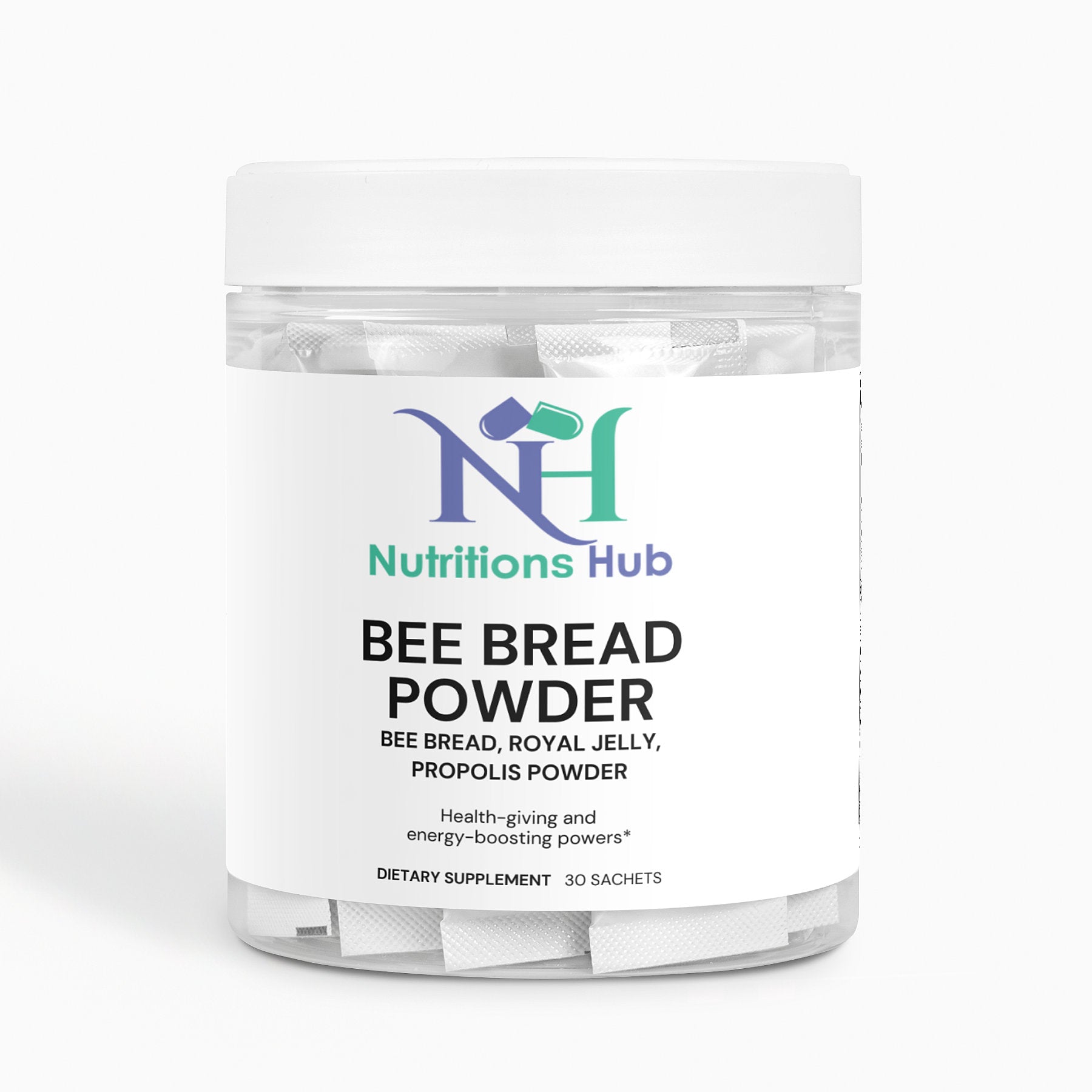 Organic bee bread powder, rich in vitamins and minerals, boosting immunity and energy.
