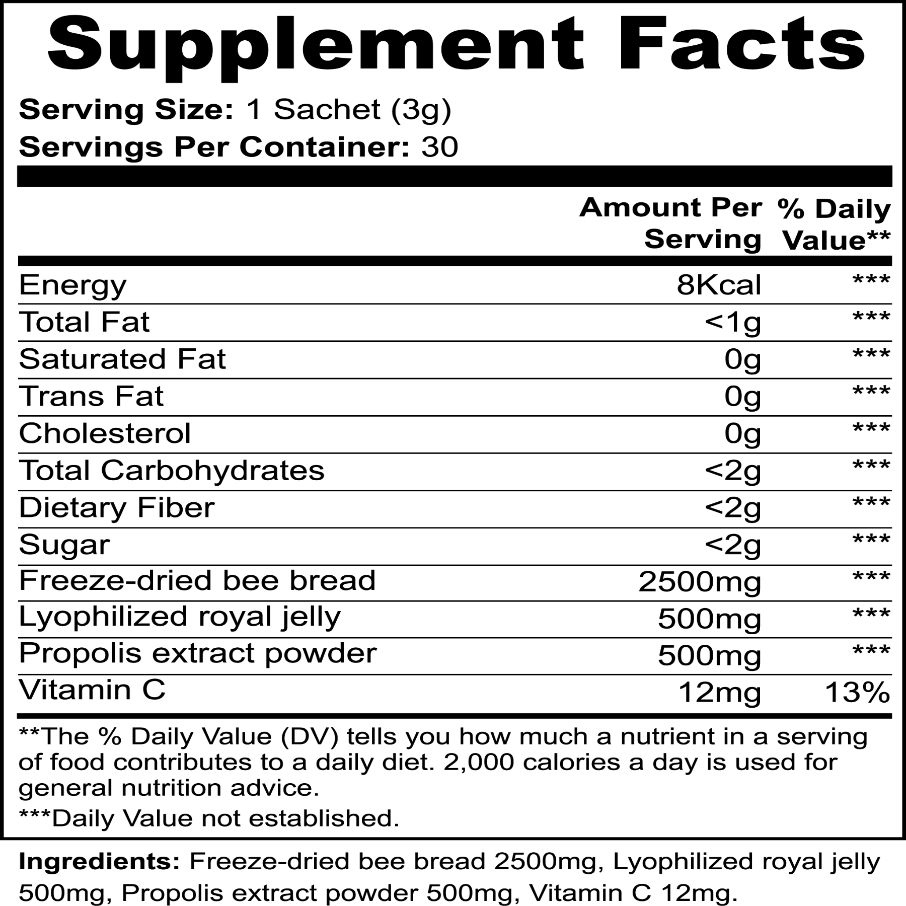 Best Bee Bread Powder – Organic, Freeze-Dried, 30 Sachets
