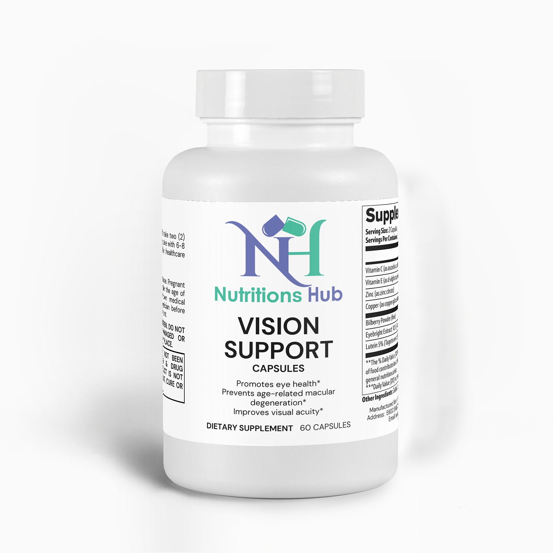 Natural ingredients for eye health, vision support supplement