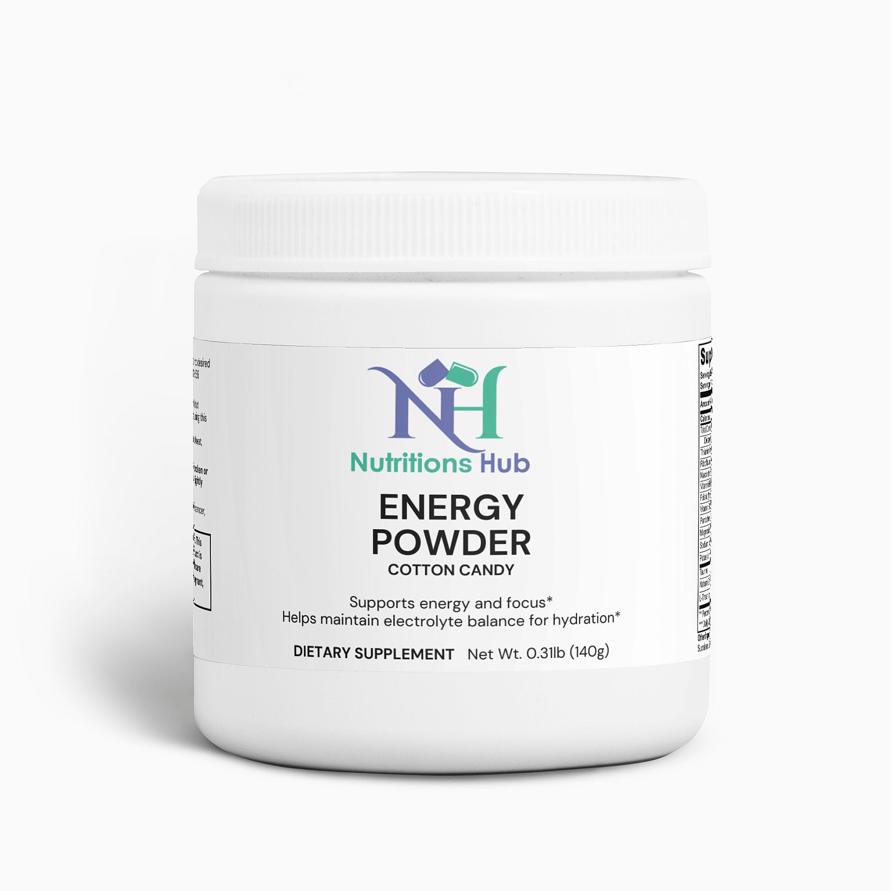 Cotton candy flavored energy powder, packed with energy