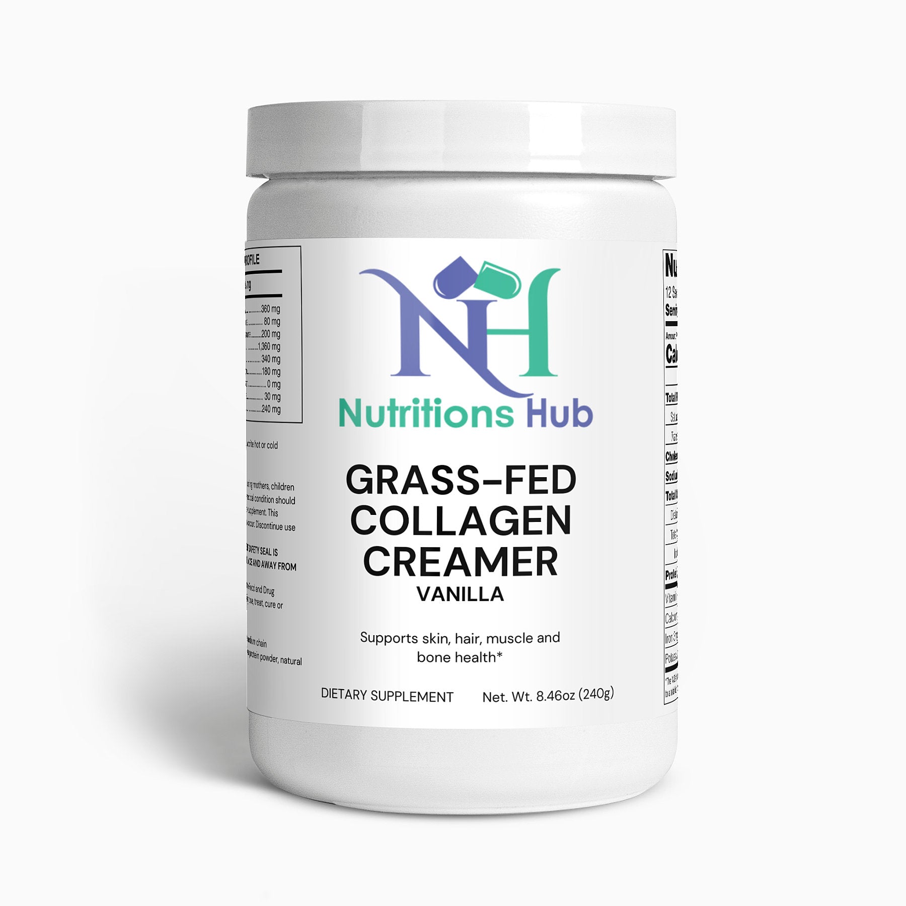 Grass-fed collagen creamer vanilla powder, healthy and delicious