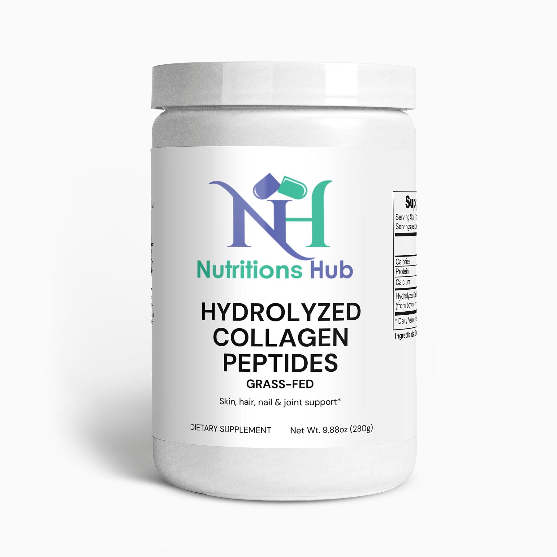 Grass-fed hydrolyzed collagen peptides powder, pure and unflavored