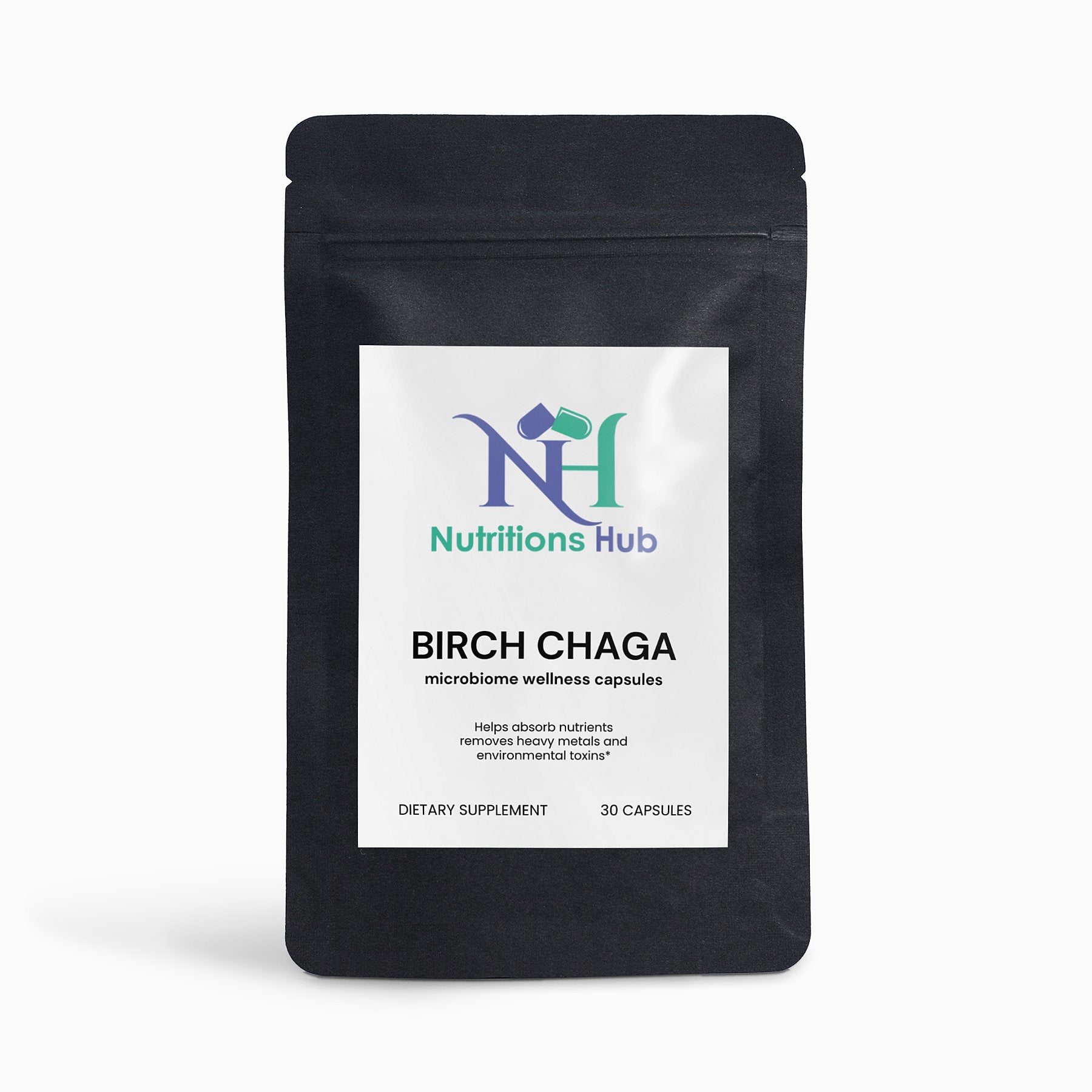 Organic birch chaga mushroom, rich in antioxidants and immune-boosting properties