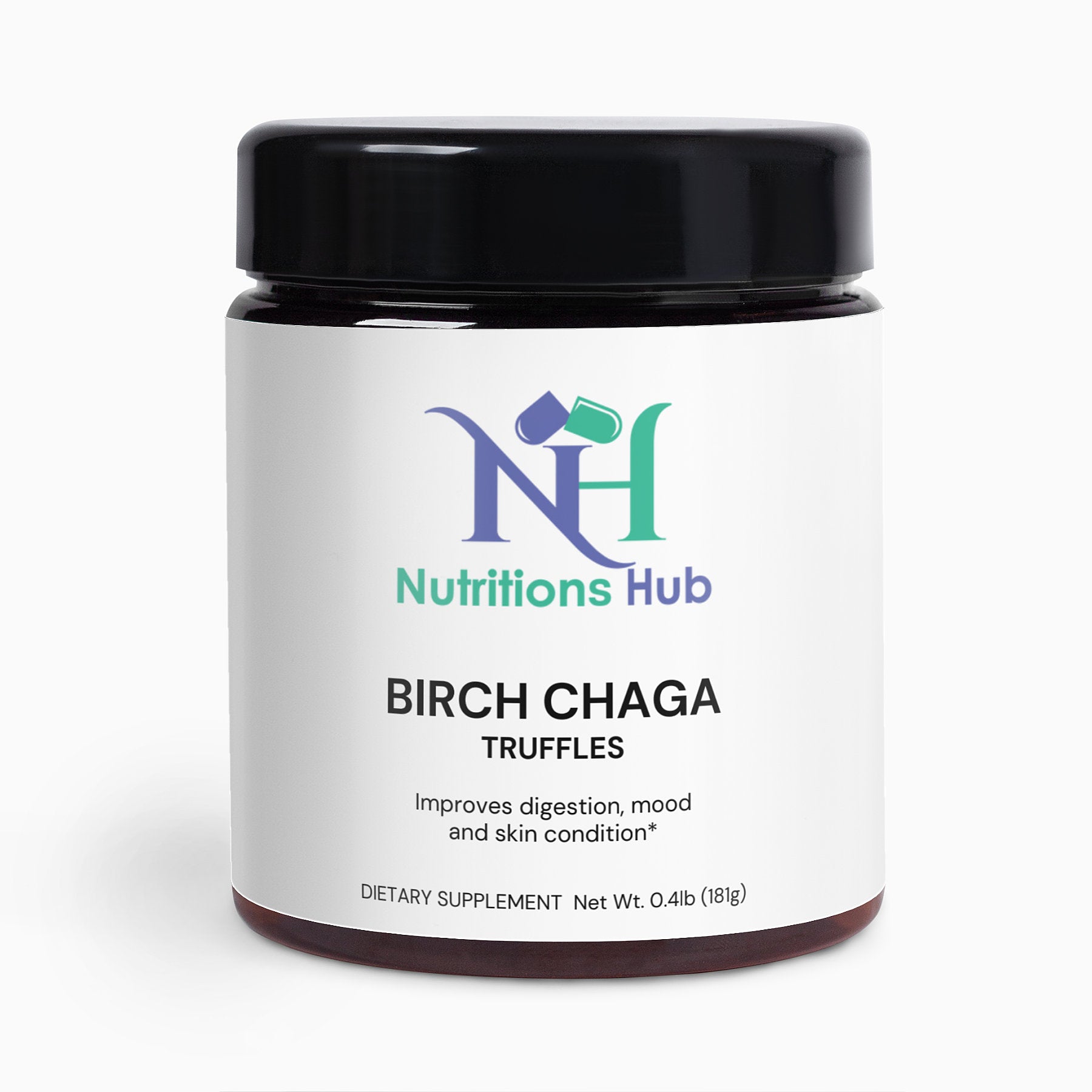 Organic birch chaga truffles, rich in antioxidants for immune and digestive health