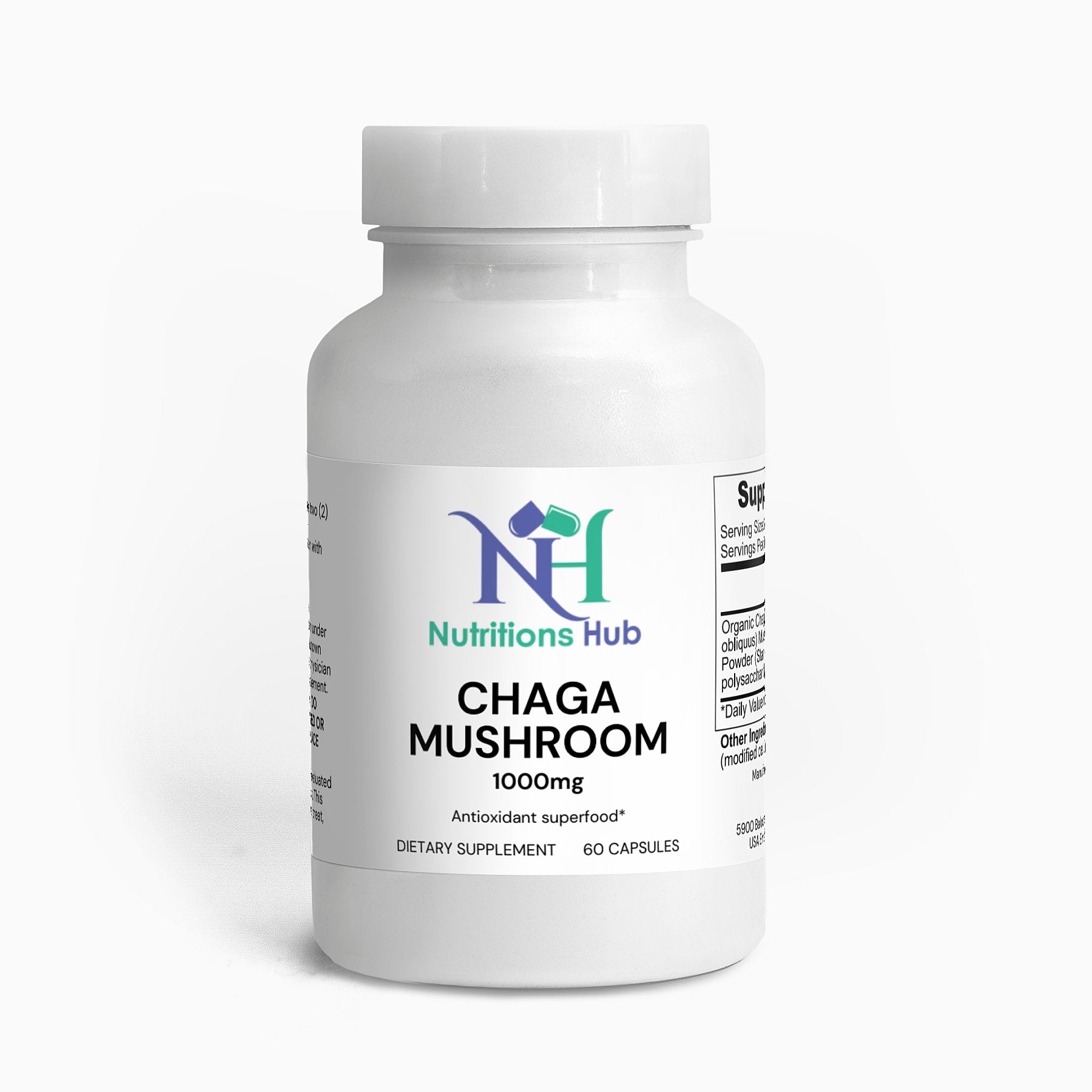 Organic chaga mushroom powder for immune support and antioxidant benefits.