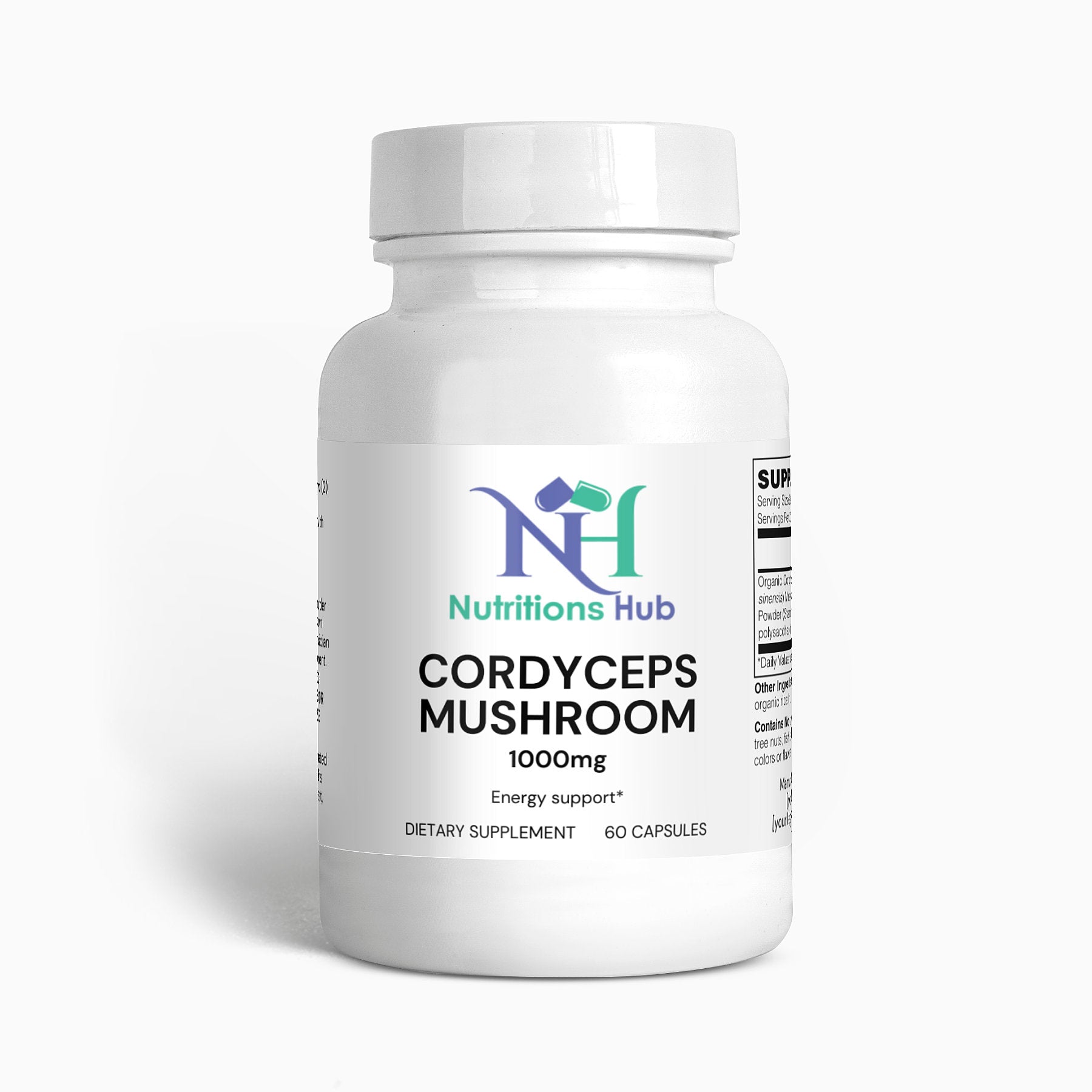 Organic cordyceps mushroom capsules for immune support
