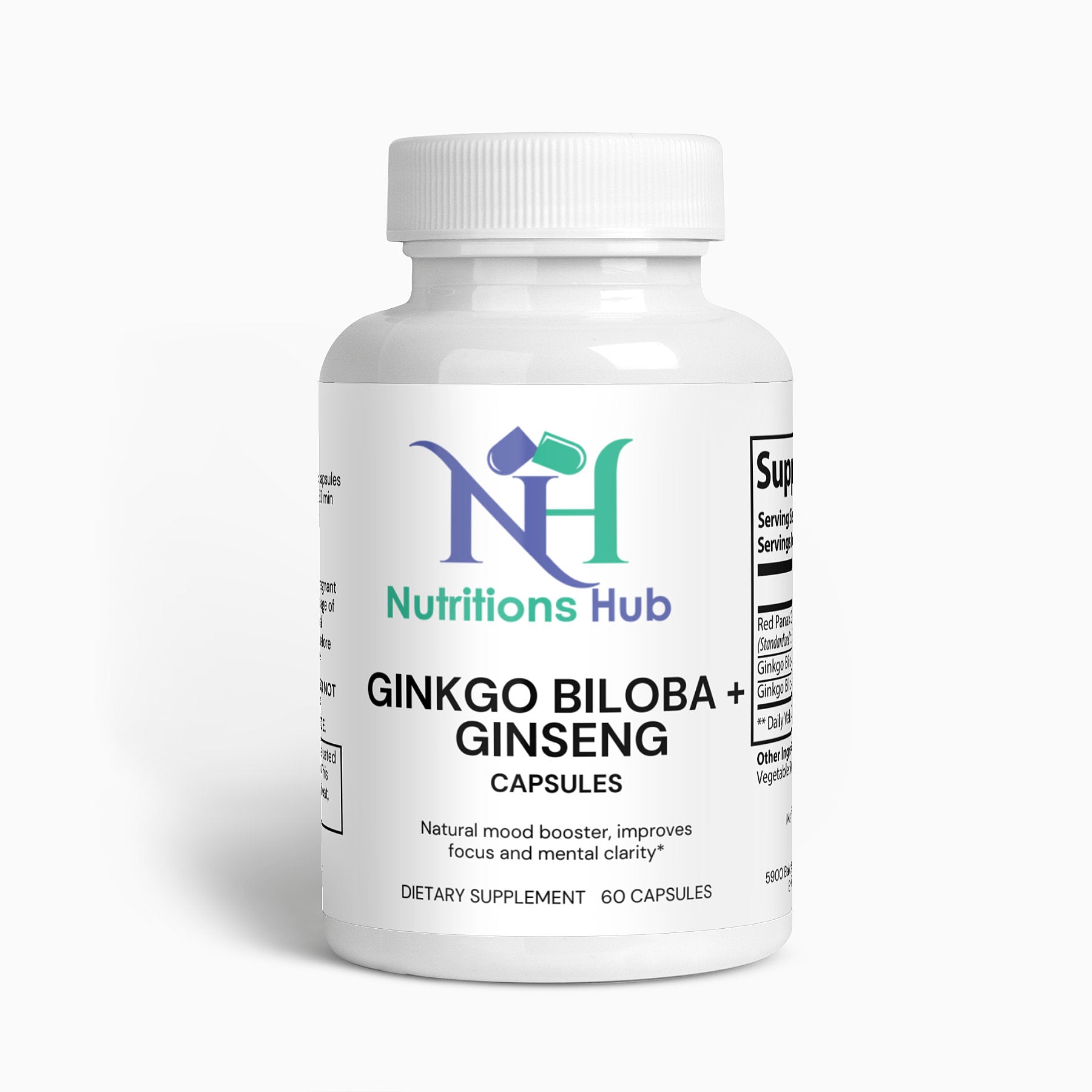 Ginkgo Biloba and Ginseng capsules, memory and focus supplement