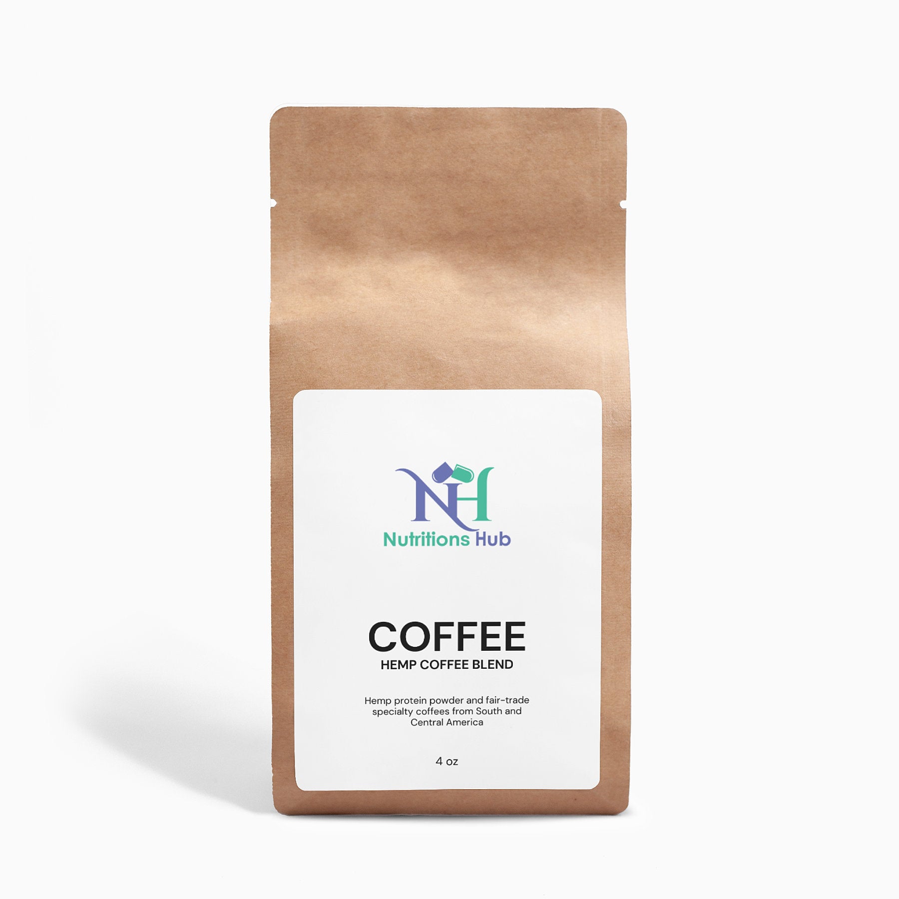 Organic hemp coffee blend, medium roast, 4oz bag, ground coffee, healthy coffee, hemp protein coffee, organic coffee beans