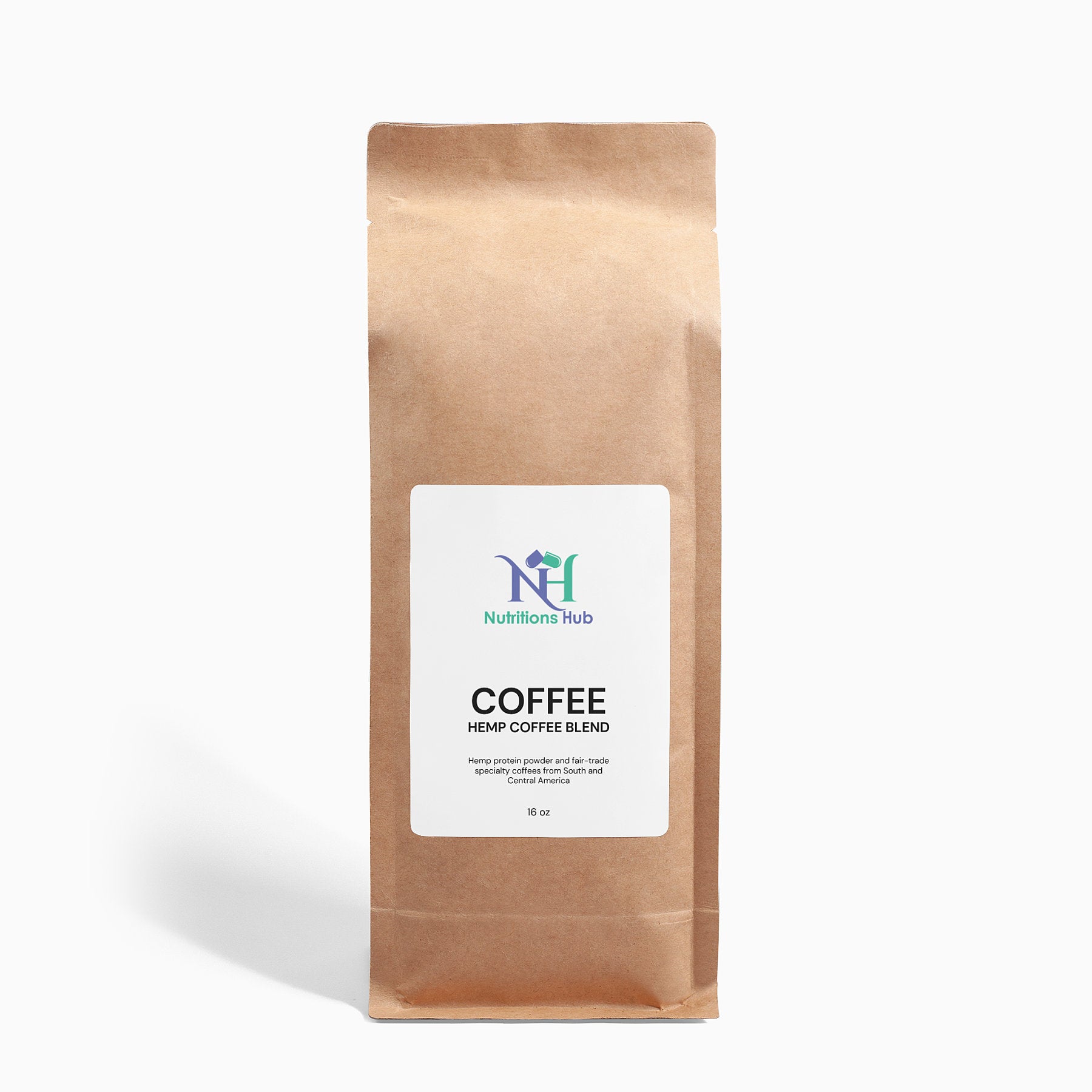 Organic Hemp Coffee Blend - Medium Roast, 16oz bag, USDA certified organic, medium roast coffee with hemp protein, rich in antioxidants and protein