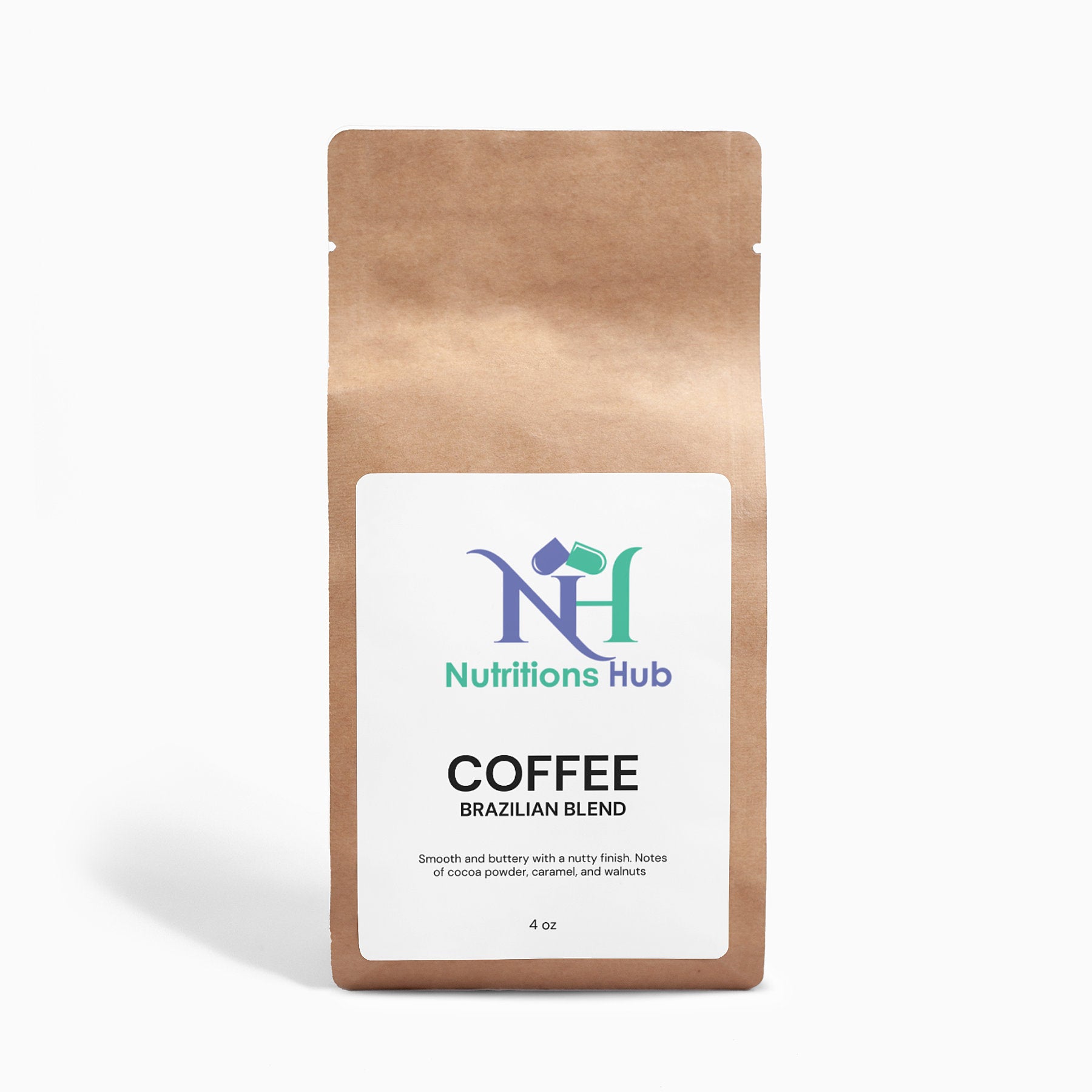 4 ounces of organic Brazilian blend coffee beans, dark roast.