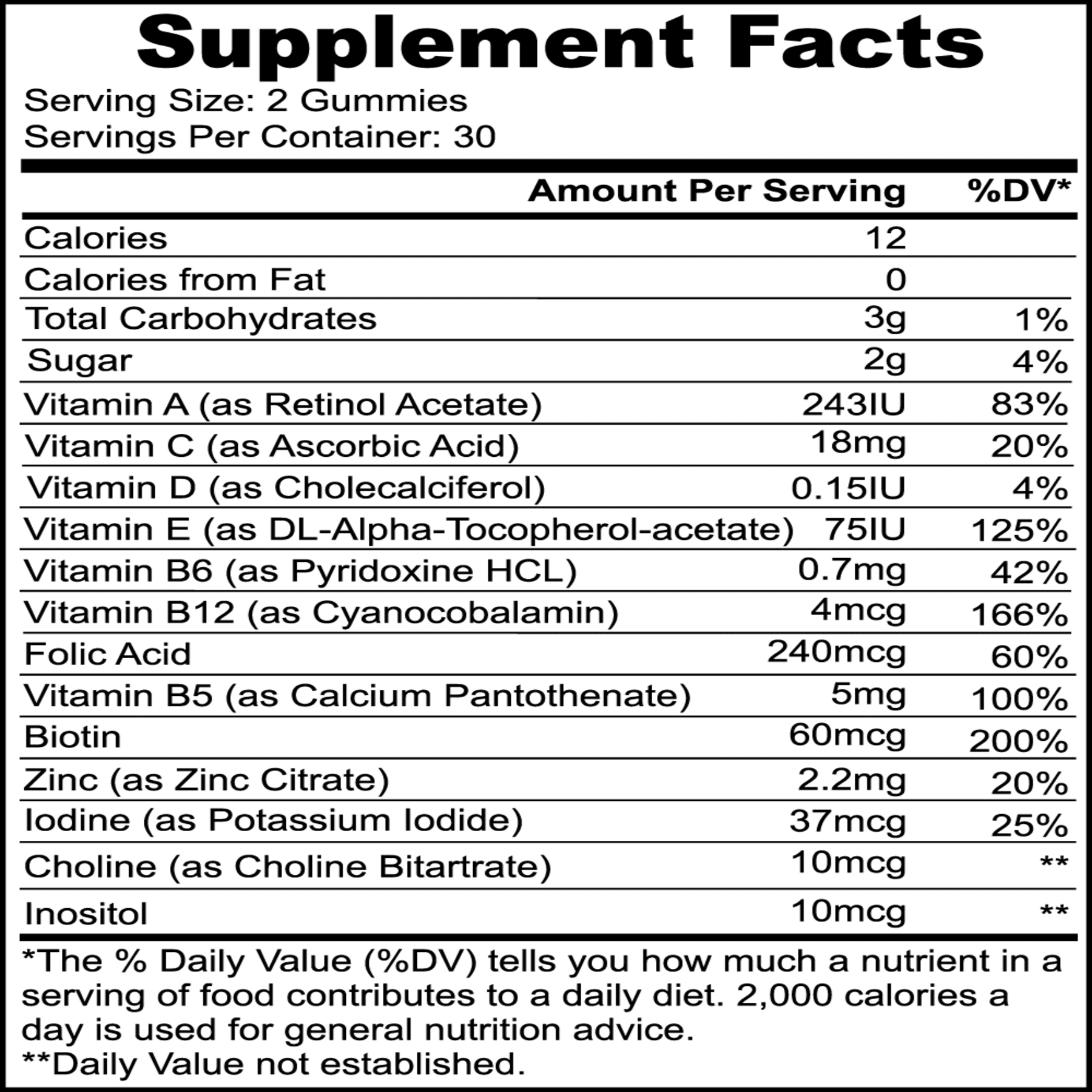 Multivitamin Gummy Bears for Adults, 60 Gummy bears