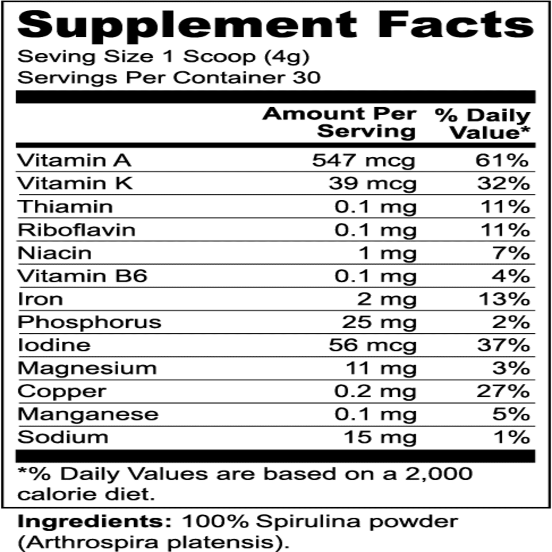 Pure Organic Spirulina Powder