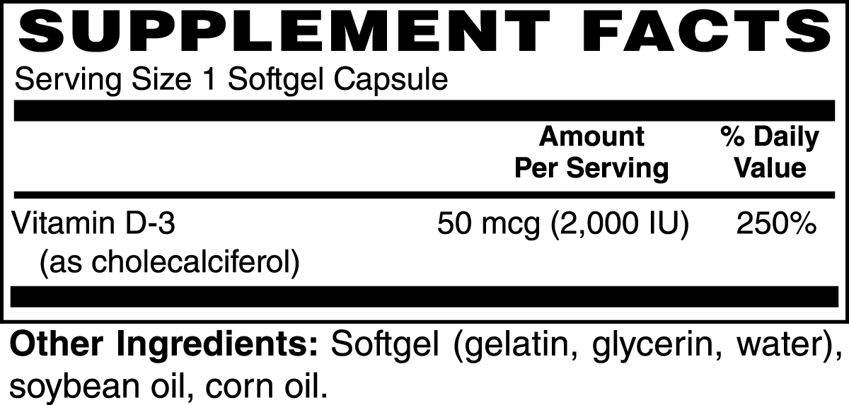 Vitamin D3 2000 IU - Boost Immunity and Bone Health